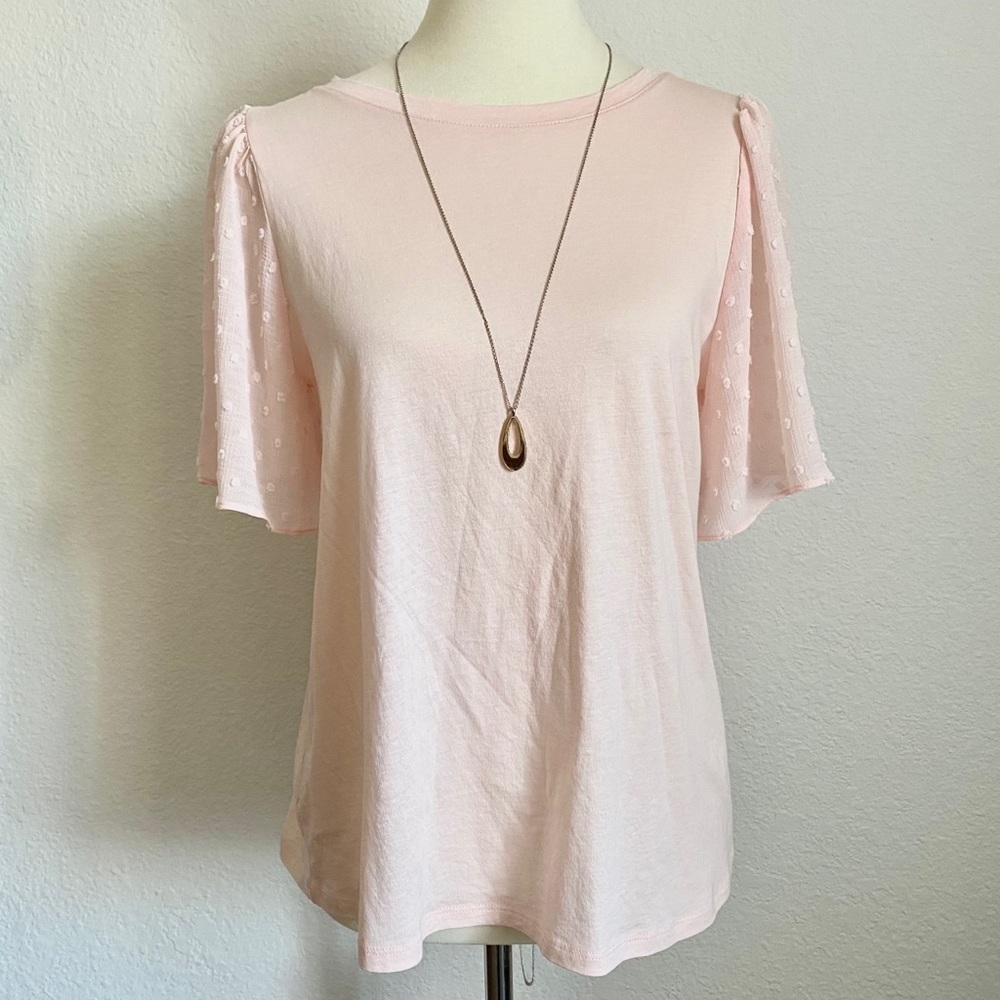 LOFT NWT Blush Pink Puff Sleeve Top Tee Shirt